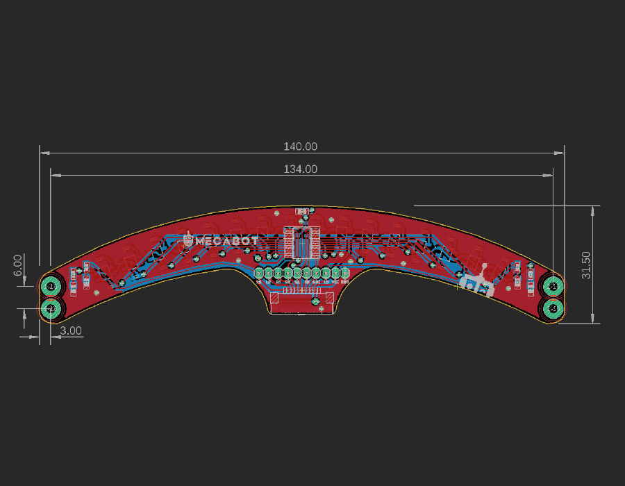 Regleta de 16 sensores de línea multiplexada